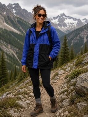 Viking Two-Tone Blue & Black Hooded Rain Jacket
